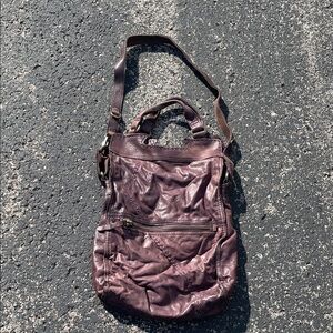 Lucky Y2K Plum Leather Crossbody Tote Bag
